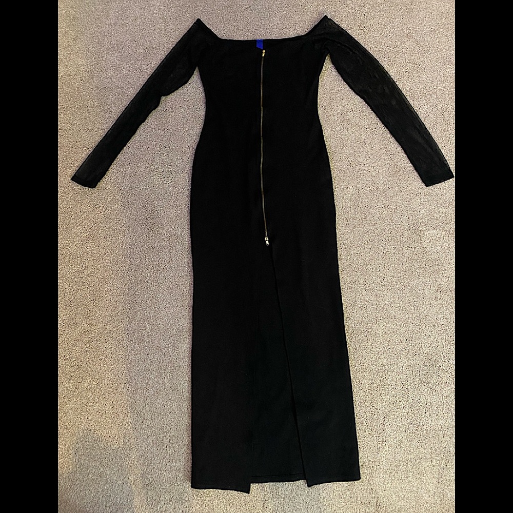 Long black dress- off the shoulders with middle slit